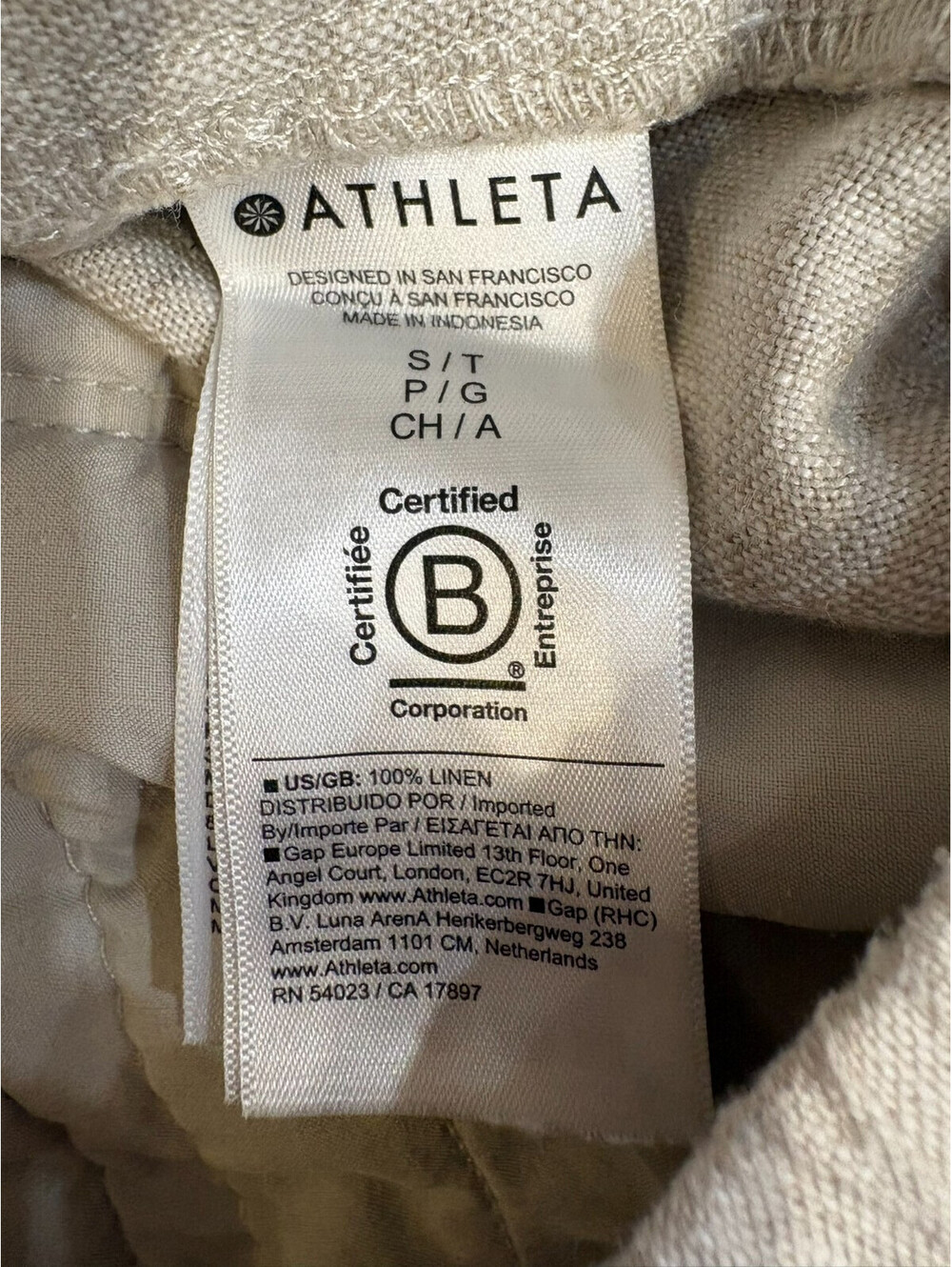 Athleta Women’s Small/Tall Retreat 100% Linen High Rise Wide Leg Pants EUC - Picture 9 of 9